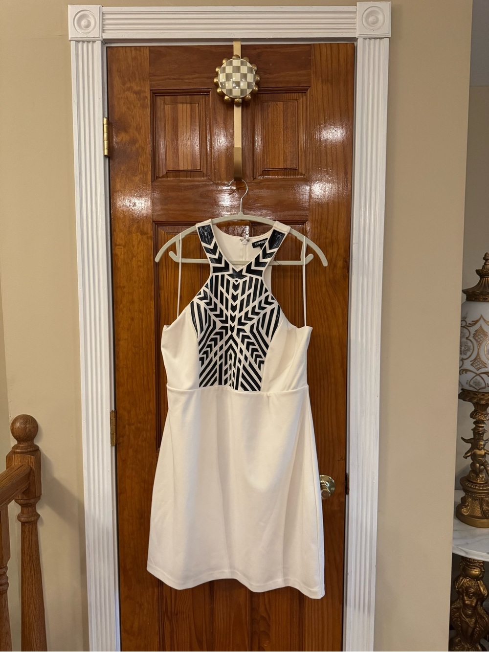 Express Black & White Geometric Cutout Mini Dress | XL | Cocktail & Party Dress